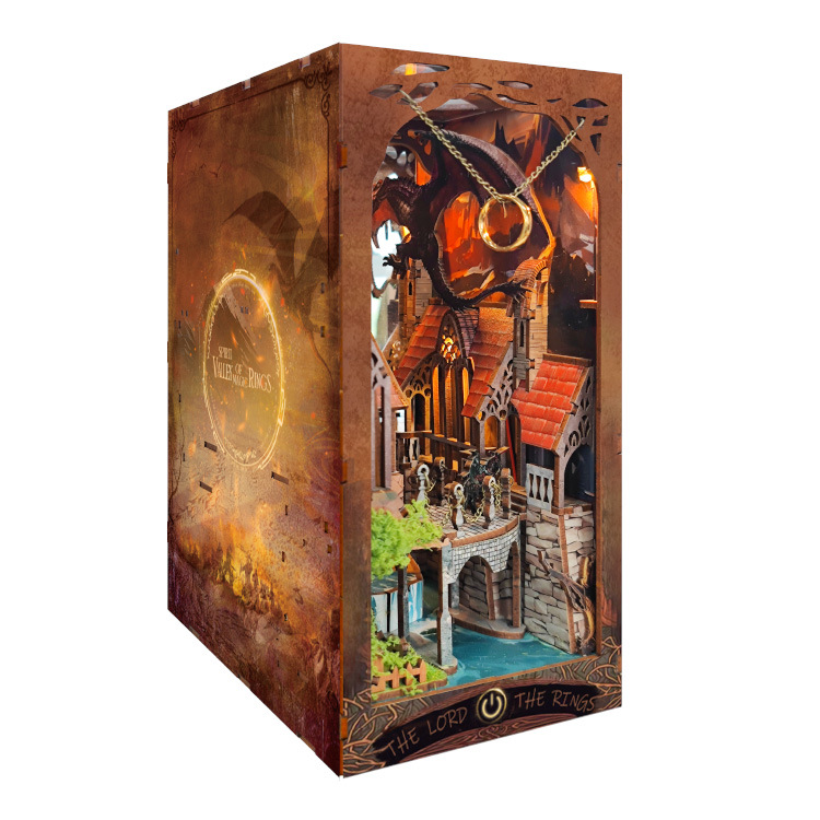 Libro nook ballena vacía varita mágica cabaña de bricolaje 3d montaje tridimensional luz nocturna libro de madera rompecabezas modelo de construcción