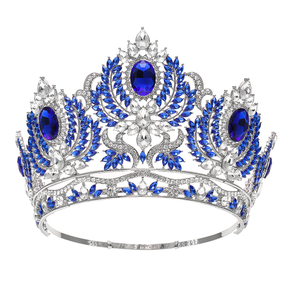 Europeo y americano de gran tamaño nupcial corona accesorios para el cabello corona barroca reina pasarela corona de gama alta corona completa