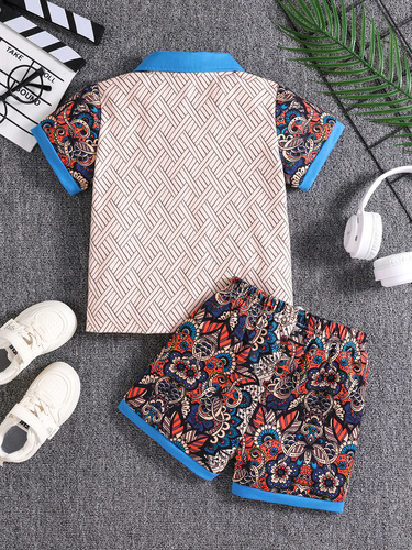 Cross-border exclusively for children's wear, boys 'summer short-sleeved suit, fashionable casual sports shorts, children's China style T-shirt trend