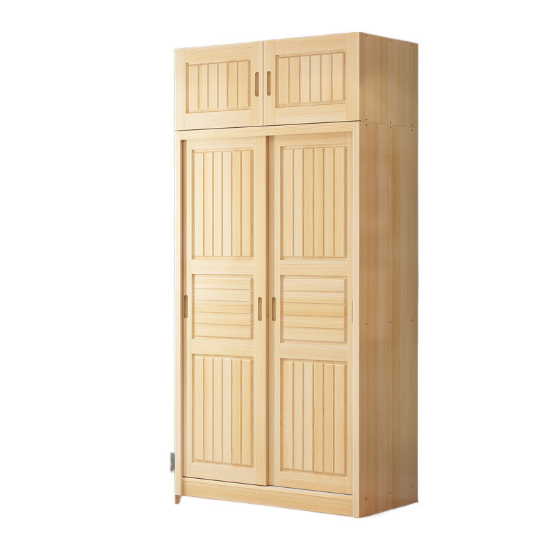 Todo el armario de madera sólida de madera de pino corredera simple tronco dormitorio adulto dos puertas armario de almacenamiento infantil montaje image 5