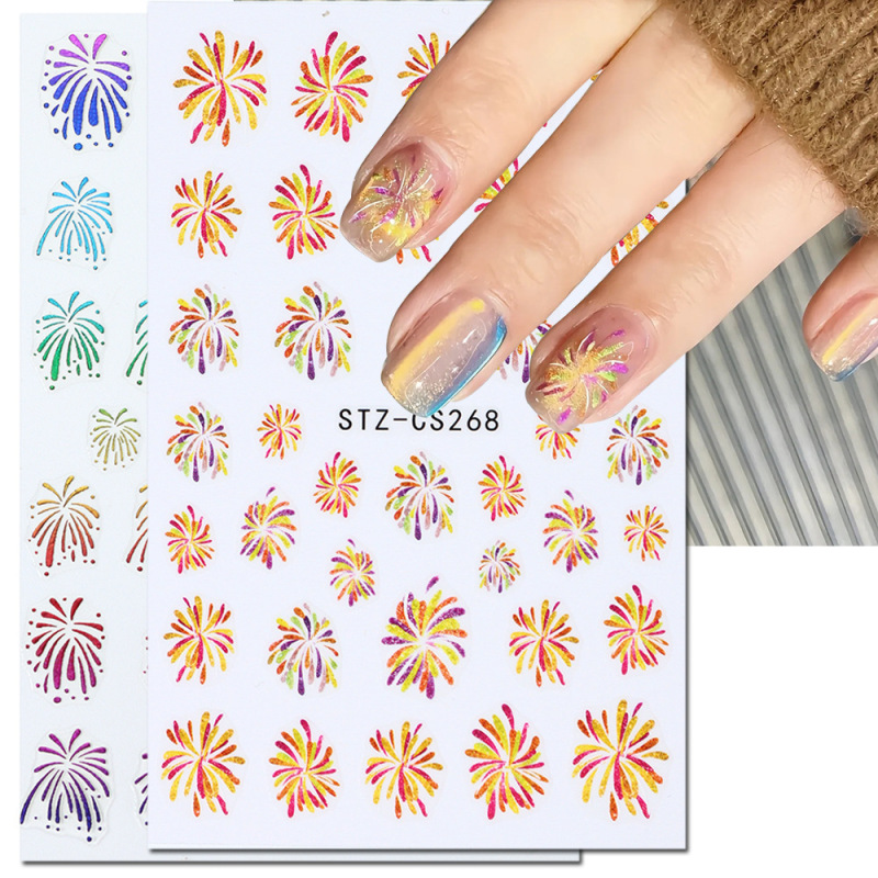 新商品のネット紅新春龍年ネイルシール3d虹花火炎のバックゴム爪貼り卸売りnail|undefined
