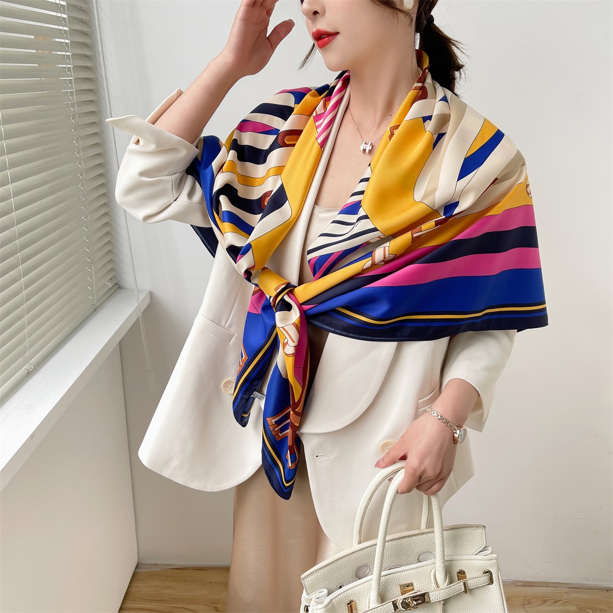 175g Weight Silk Scarf Classification Daily Occasion Polyester Material Plant Pattern Spring&Summer Season Women's Gender Elegant, Simple Style Style Women's Elegant Simple Style Plant Polyester Silk Scarf 4