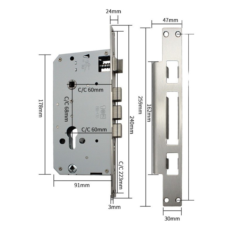 Lelang americano de lujo de acero inoxidable antirrobo cerradura de la puerta interior de madera cerradura de la puerta antibloqueo mudo dormitorio cerradura de la puerta
