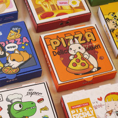 段ボール商用ピザ箱包装販売使い捨て牛革アルミ箔ピザ蓋蓋ピザ錫紙対外貿易