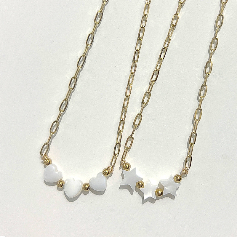 Stainless Steel, Shell Material Sweet Star Heart Shape Stainless Steel Shell Plating Necklace