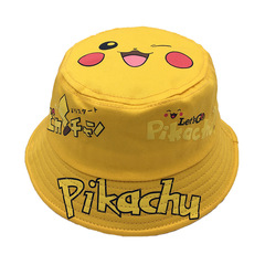 New Children's Cartoon Fisherman Hat Pet Pikachu Sun Hat Cotton Bucket Hat for Boys and Girls