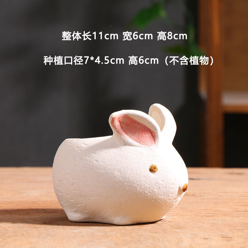 Conejo pequeño dibujos animados maceta de flores creativa personalidad de escritorio respirable animal cerámica gruesa maceta de cerámica al por mayor venta al por mayor