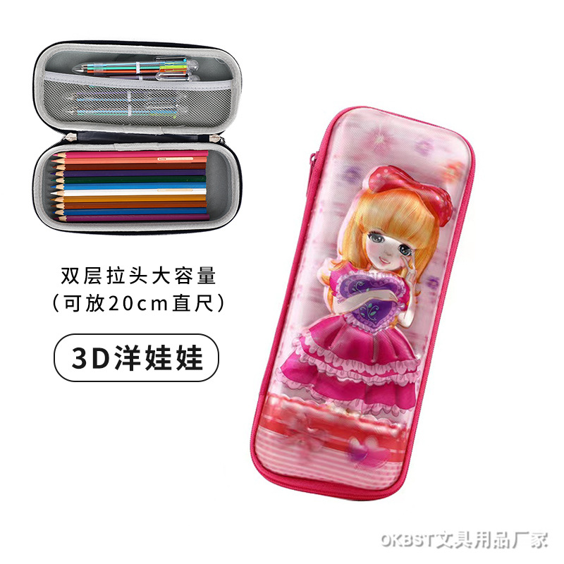 EVA de dibujos animados de la escuela primaria de los niños caja de lápiz 3D lindos niños y niñas caja de lápiz de gran capacidad creativa caja de lápiz