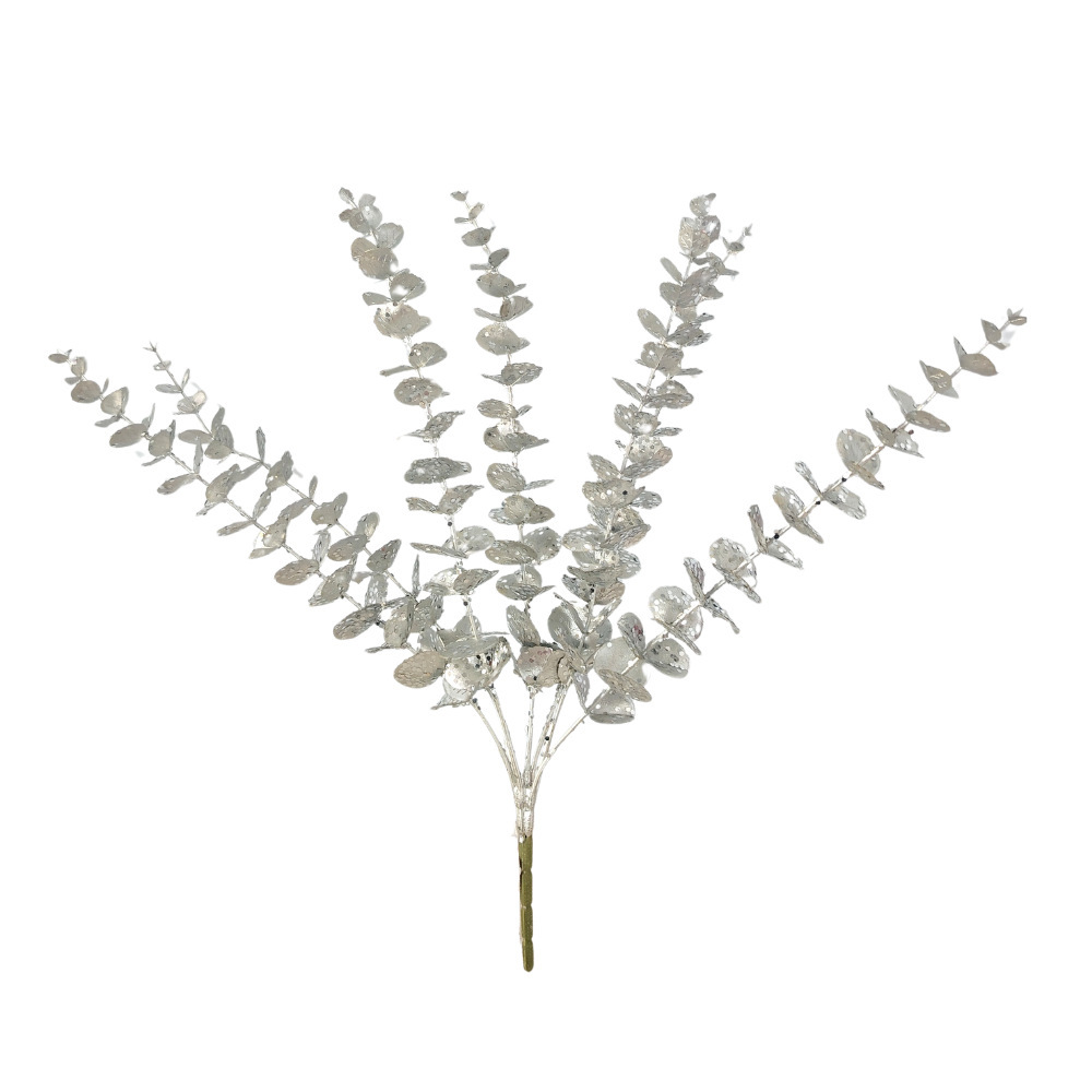 Sequinilla de Eucalyptus 47CM flores de imitación de hojas festivas de decoración de Navidad boda hogar