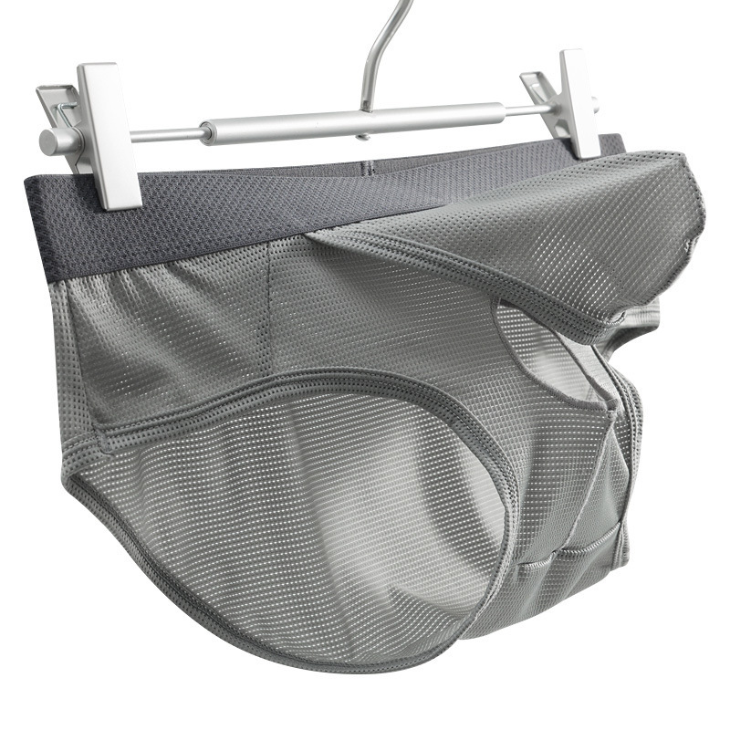 Open-Crotch No-Removal Men's Summer Ice Silk Breathable Sexy Briefs Men's Triangle Boxer Briefs with Separate Pouch