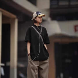 重磅纯棉短袖T恤女士夏季2026新款美式高街宽松青少年半袖上衣男t
