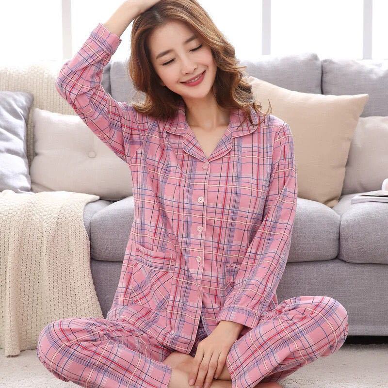 Pijamas para mujer Primavera Otoño Invierno 100% algodón de manga larga Otoño de mediana edad más tamaño madre desgaste del hogar traje