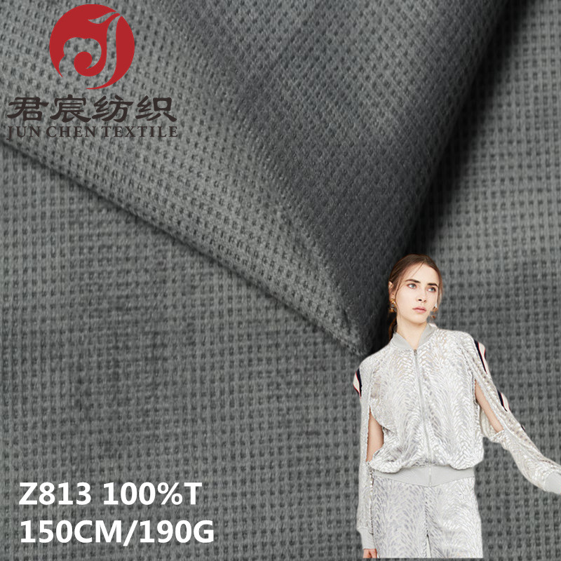 厂家直供 190g经编3D华夫格丝绒烂花2025年新花型高档套装面料