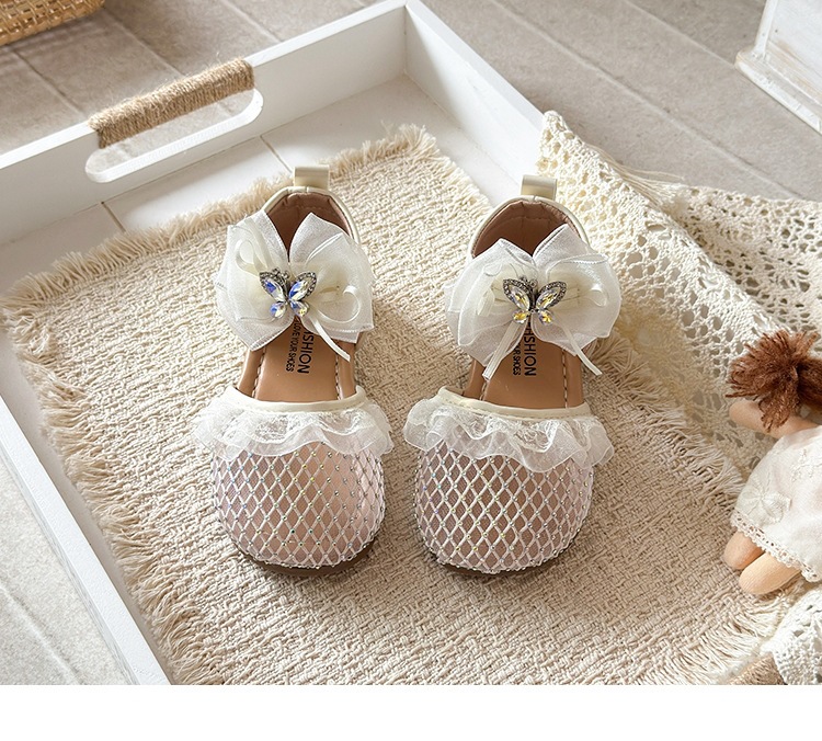 Sandali principessa argento per bambina stile coreano con fiocco_voghion.com