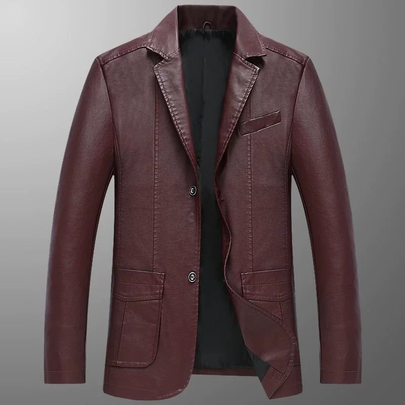 Мужской кэжуал-жакет для отдыха, осень, Slim Fit, кожа/кожзам, стиль для среднего возраста, бренд
