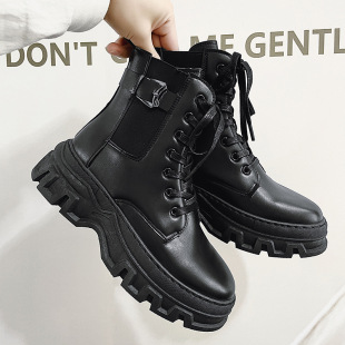 2025 Men's Martin Boots British Style Motorcycle Boots High-Top Leather Trendy Forest Style Year-Round Men's Boots Large Size Heightening