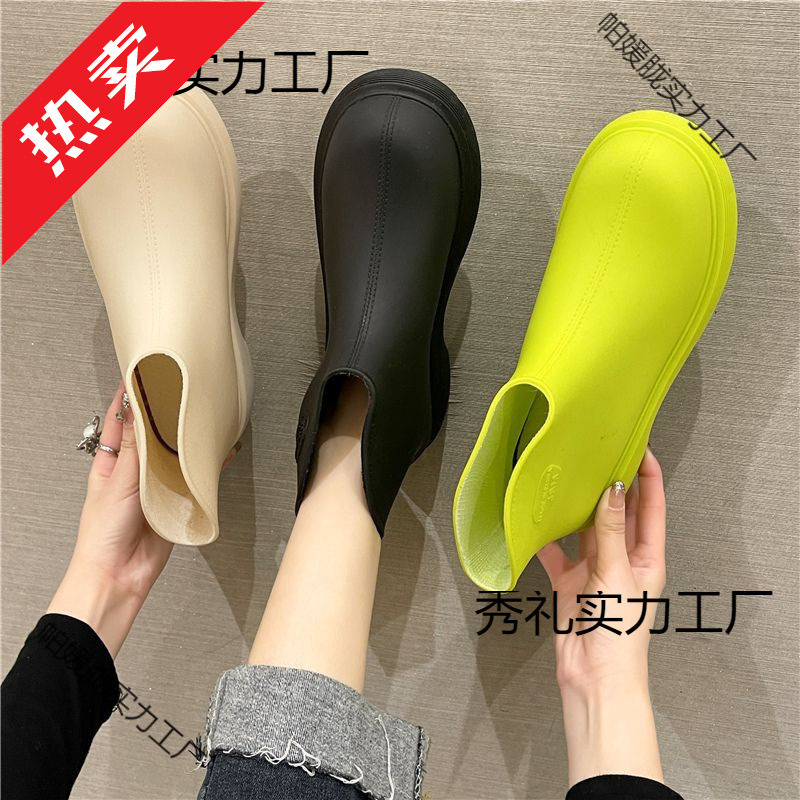 韩系款雨鞋女士短筒加绒防水胶鞋低帮保暖时尚水鞋户外防滑雨鞋靴