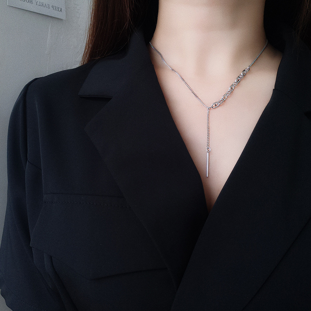 Linglang Trendy S925 Sterling Silver Necklace Chain for Women Fashion Silver Choker Jewelry Gift Idea