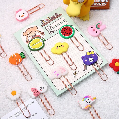 Creative cartoon cute pattern paper clips ins style metal bookmarks student test paper binding finishing pins wholesale