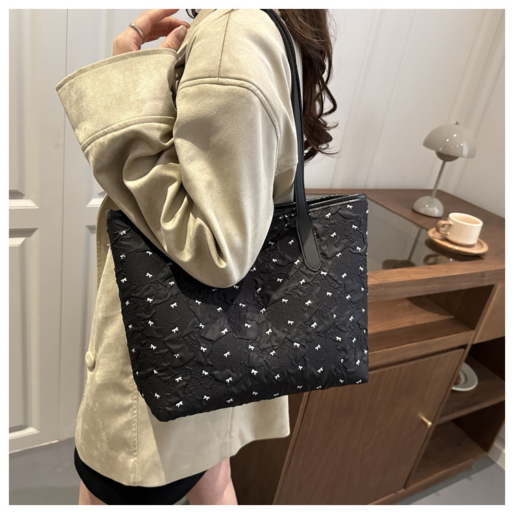 Borsa a spalla da donna stile coreano con fiocco per l'inverno_voghion.com
