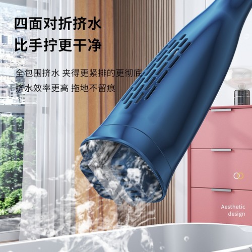 Manufacturer wholesale rubber sponge mop extendable rod, household wash-free lazy dry and wet two-in-one large water-absorbent sponge mop