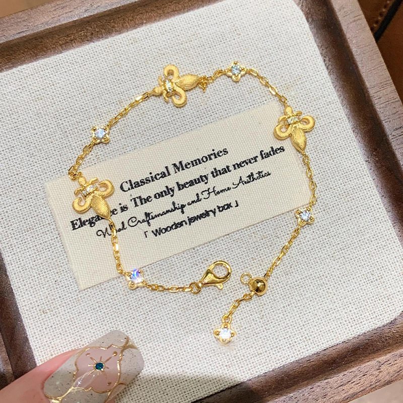 New Retro Golden Iris Diamond Bracelet for Women Ins Niche Accessible Luxury Gold-Plated Gold Color Exquisite Hand Jewelry