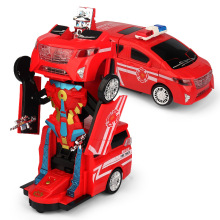 儿童电动变形警察车灯光音乐万向行走自动变形汽车玩具批发夜市