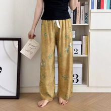 品质斑斓星宽松裤女夏防蚊裤可外穿家居休闲阔腿裤人造棉绸