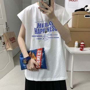 Extending Large Size Vest Men's Hong Kong Style Summer Casual Loose Sleeveless T-shirt Men's All-match Breathable Sports 12