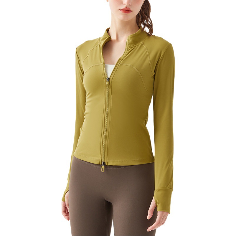 Nueva chaqueta deportiva transfronteriza Ropa de entrenamiento de manga larga para mujer, primavera y otoño, cardigan de yoga superior para correr ropa de yoga blusa