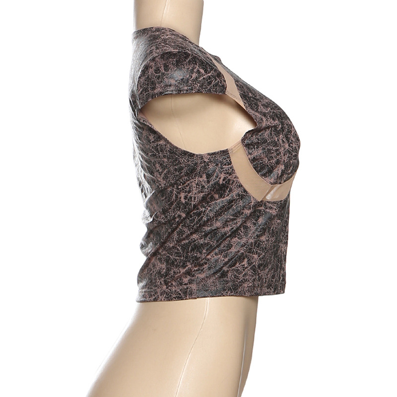 Personalized Printing Hollow Out Cutout Sexy Sexy Stitching Women Top 12 Personalized Printing Hollow Out Cutout Sexy Sexy Stitching Women Top