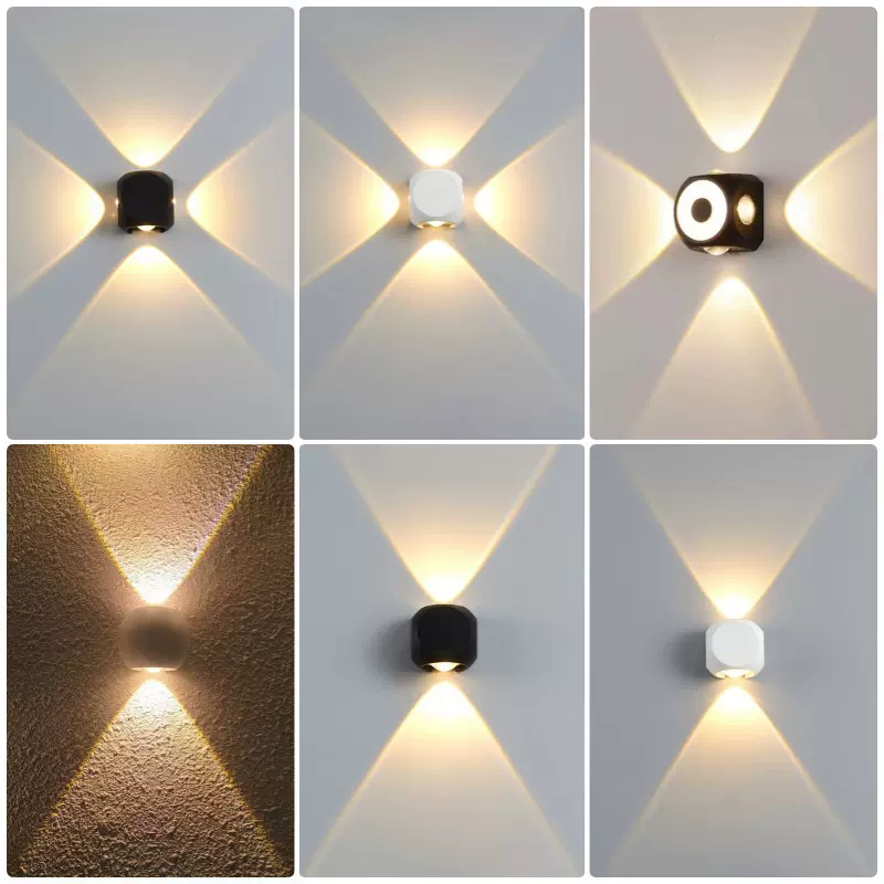 led外墙灯上下射灯十字星光酒店别墅庭院过道玄关圆球小壁灯简约