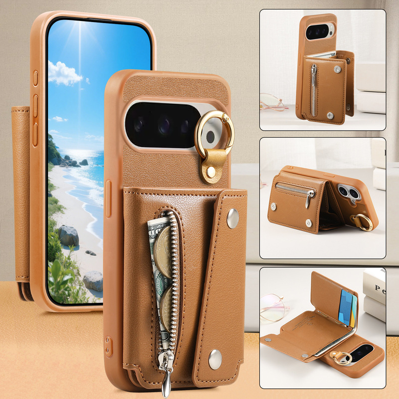 Suitable for Google Pixel9Pro Mobile Phone Case Holder Storage Pure Color Simple Google Pixel8 Protective Wallet Case