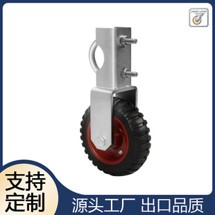 Jianglong iron wind fire door wheel Amazon hot selling heavy duty door mobile caster 6 inch 8 inch solid rubber door wheel