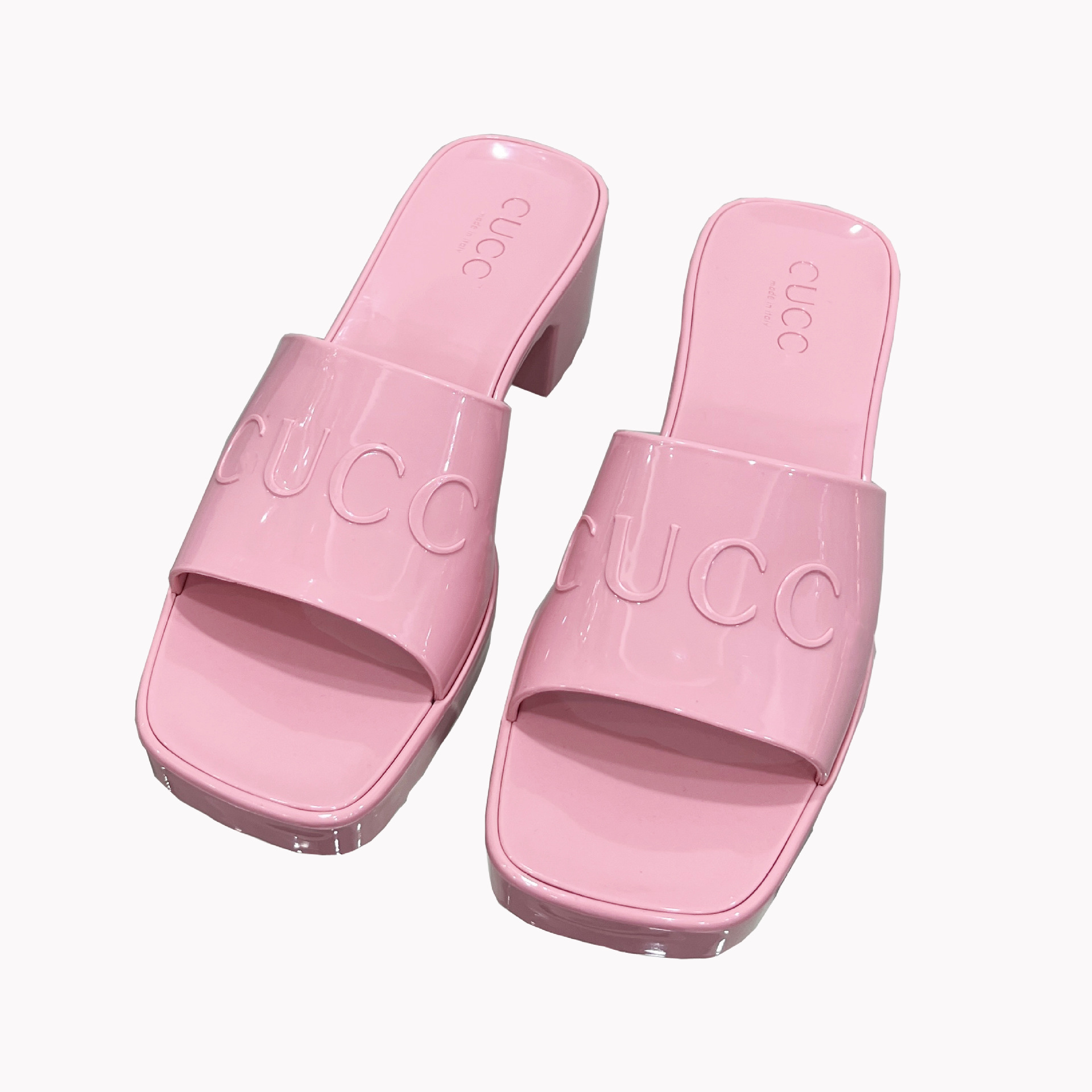 Zapatillas transfronterizas de tacones altos y suelas gruesas mujeres de verano con sandalias romanas G sandalias congeladas de cristal de frutas familiares