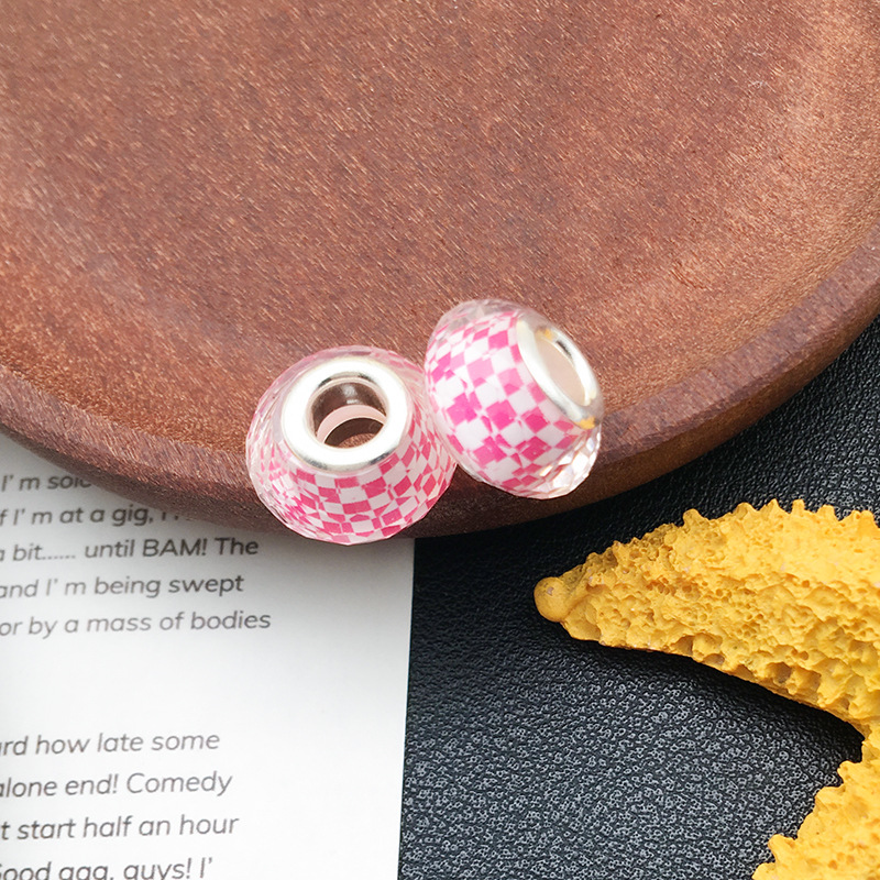 1 Rosa panjia agujero grande cuentas de colores accesorios de joyería redonda hecha a mano pulsera espaciador cuentas 20 estilos disponibles