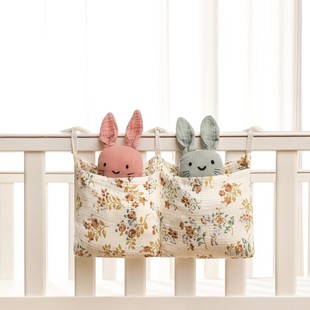 Baby Student Dormitory Bedside Storage Bag Hanging Bag Double-Layer Pure Cotton Bottle Toy Diaper Mobile Phone Storage Bag