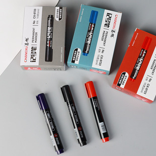 Changxu 9723 oily marker pen boxed large capacity Black Red Blue big head pen quick-drying logistics signature pen