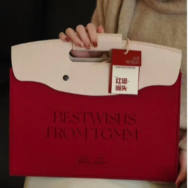 企业春节礼品毛毡手提袋 蛇年广告宣传托特包手提购物毛毡包批发