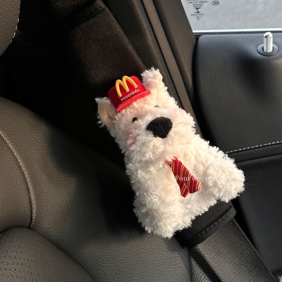 Car Seat Belt Shoulder Cover, Anti-Stranglehold Protective Cover, Car Ornaments, Plush West Highland Girls in the Car