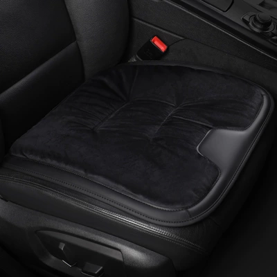 Seat cushion, seat cover Three-Piece Set Thickened Flannel Warm - single-black-piece-no-car-logo