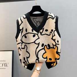男女童秋季马甲4针织马夹背心女童坎肩外穿中大童卡通背搭13无袖