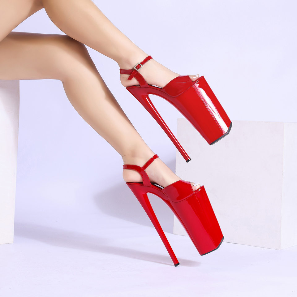 Sandal cao gót siêu cao gót nhọn đế đúp hở mũi phong cách Âu Mỹ — Màu be, Màu hồng, Màu tím, màu đen chi tiết 6