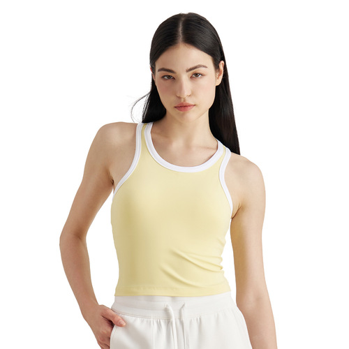 Women's Invisible Seamless Yoga Bra with Breathable Color Block Splicing Fitness Tank Top for Pilates and Workouts