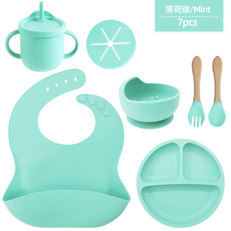 Juego de vajilla de silicona para niños a prueba de caídas