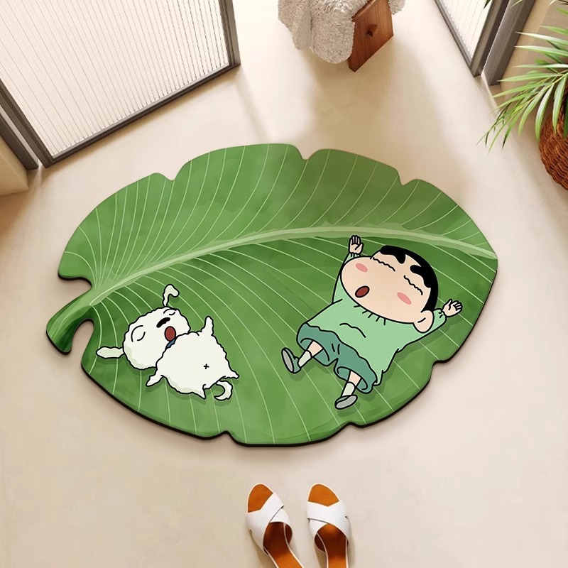 Leaf-Shaped Novelty Bathroom Non-Slip Mat Diatomaceous Earth Absorbent Carpet Cute Home Bathroom Entrance Mat
