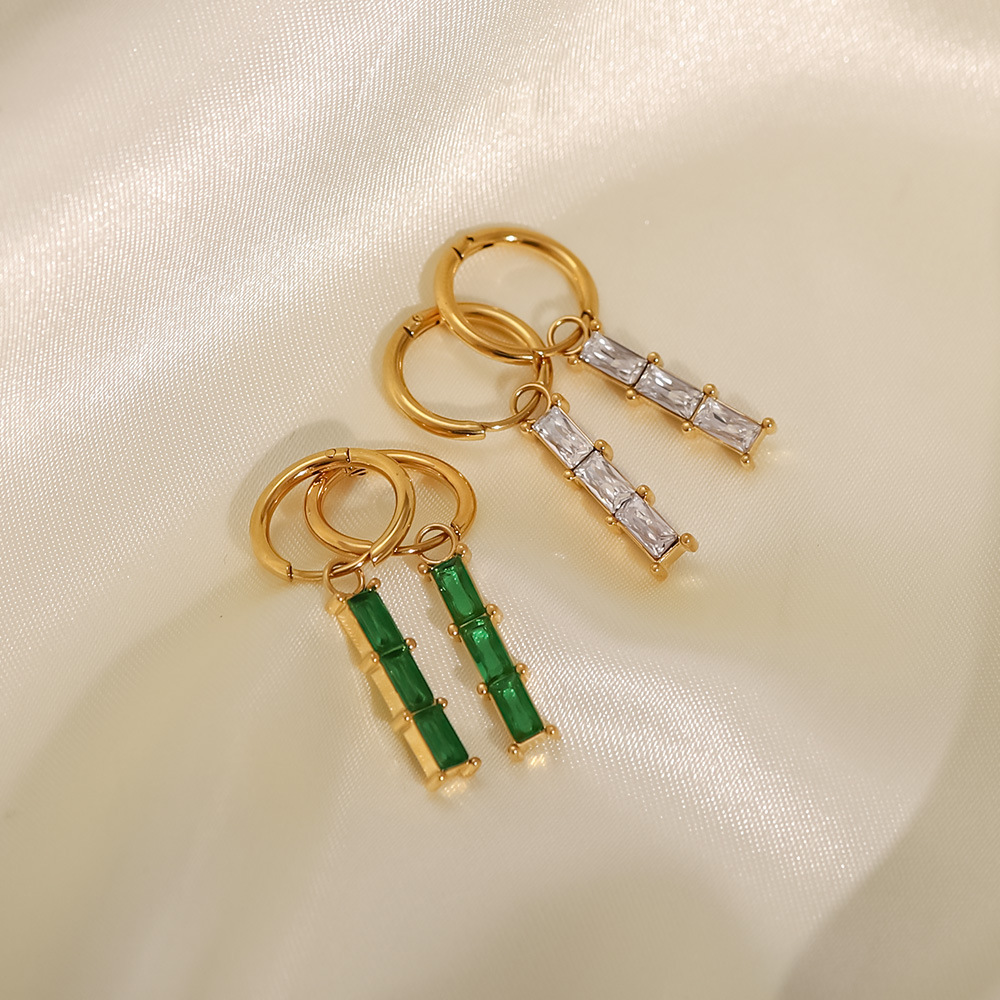 Fashion Geometric Stainless Steel Earrings Gold Plated Zircon Stainless Steel Earrings