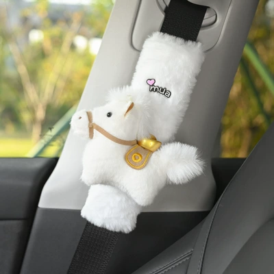 Anti-Wear Clothing Anti-Choking, Seat belt shoulder pad - white-imitation-rabbit-fur-make-money-immediately
