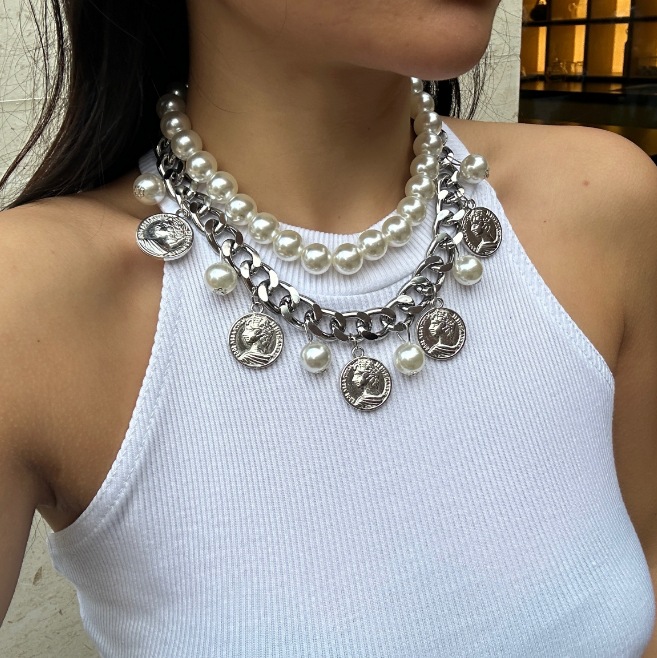 Retro Human Alloy Cuban Link Chain Curb Chain Statement Necklaces Wholesale display picture 8
