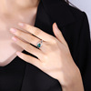 Sapphire fashionable ring with stone, on index finger